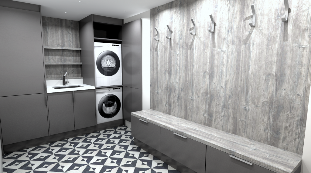 Master class Utility room design in Grey and Black with Amtico Echo Flooring
